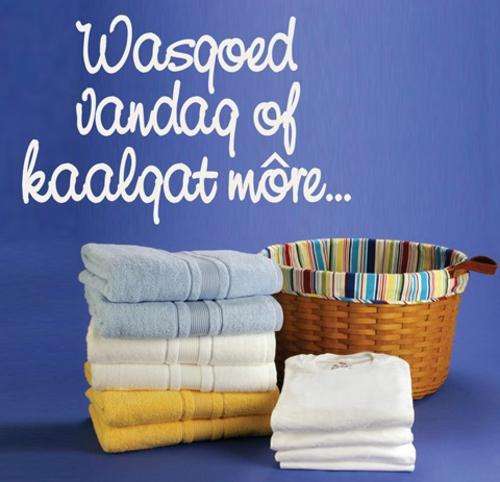 FREE SHIPPING - WASGOED VANDAG AFRIKAANSE KWOTASIE 5 WALL STICKER - CHOOSE COLOUR