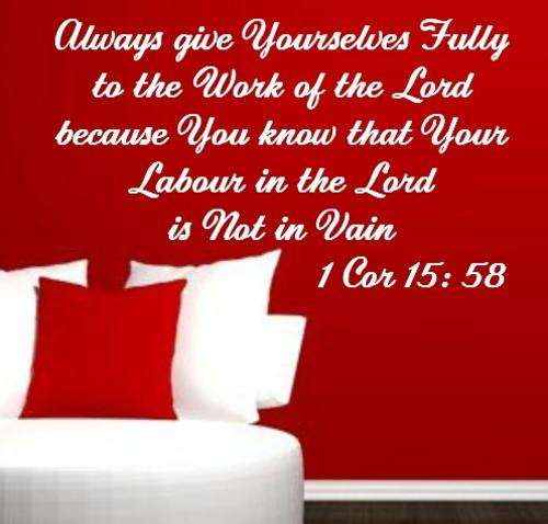 FREE SHIP/LOW COURIER - BIBLE VERSE 1 COR 15:58 INSPIRATIONAL QUOTE 2 WALL STICKER - SML