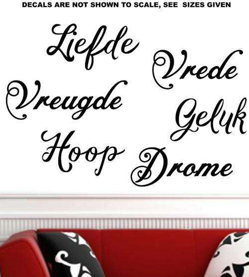 FREE SHIP/LOW COURIER - AFRIKAANSE LIEFDE,VREDE WOORDE WALL STICKER - SML 60+ COLOURS