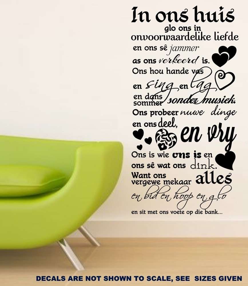 FREE SHIP/LOW COURIER - IN ONS HUIS FAMILIE KWOTASIE WALL STICKER - LRG 60+ COLOURS