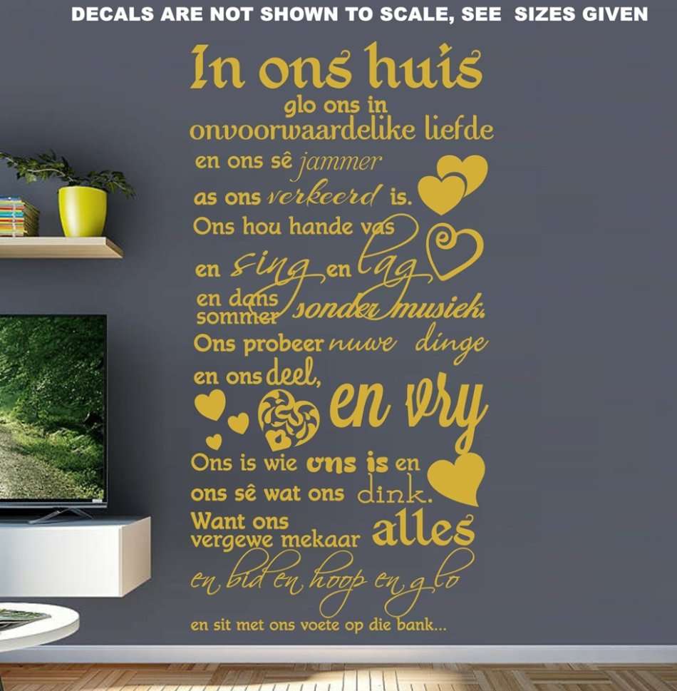 FREE SHIP/LOW COURIER - IN ONS HUIS FAMILIE KWOTASIE WALL STICKER - LRG 60+ COLOURS