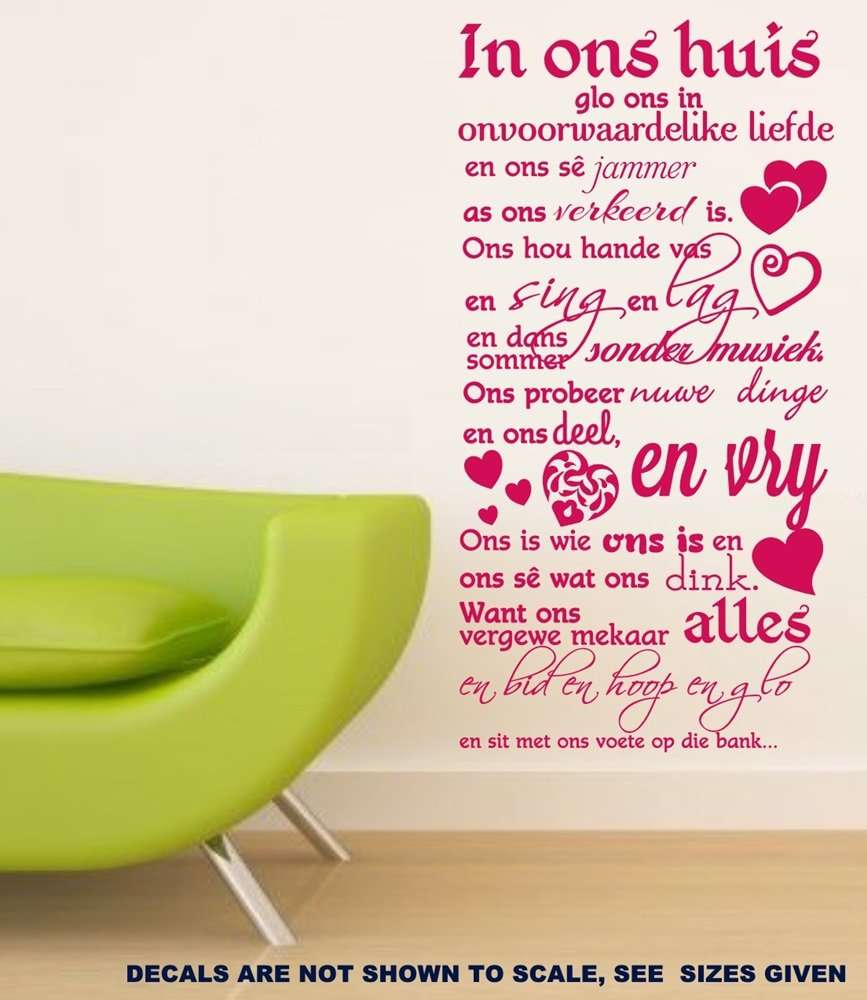 FREE SHIP/LOW COURIER - IN ONS HUIS FAMILIE KWOTASIE WALL STICKER - LRG 60+ COLOURS