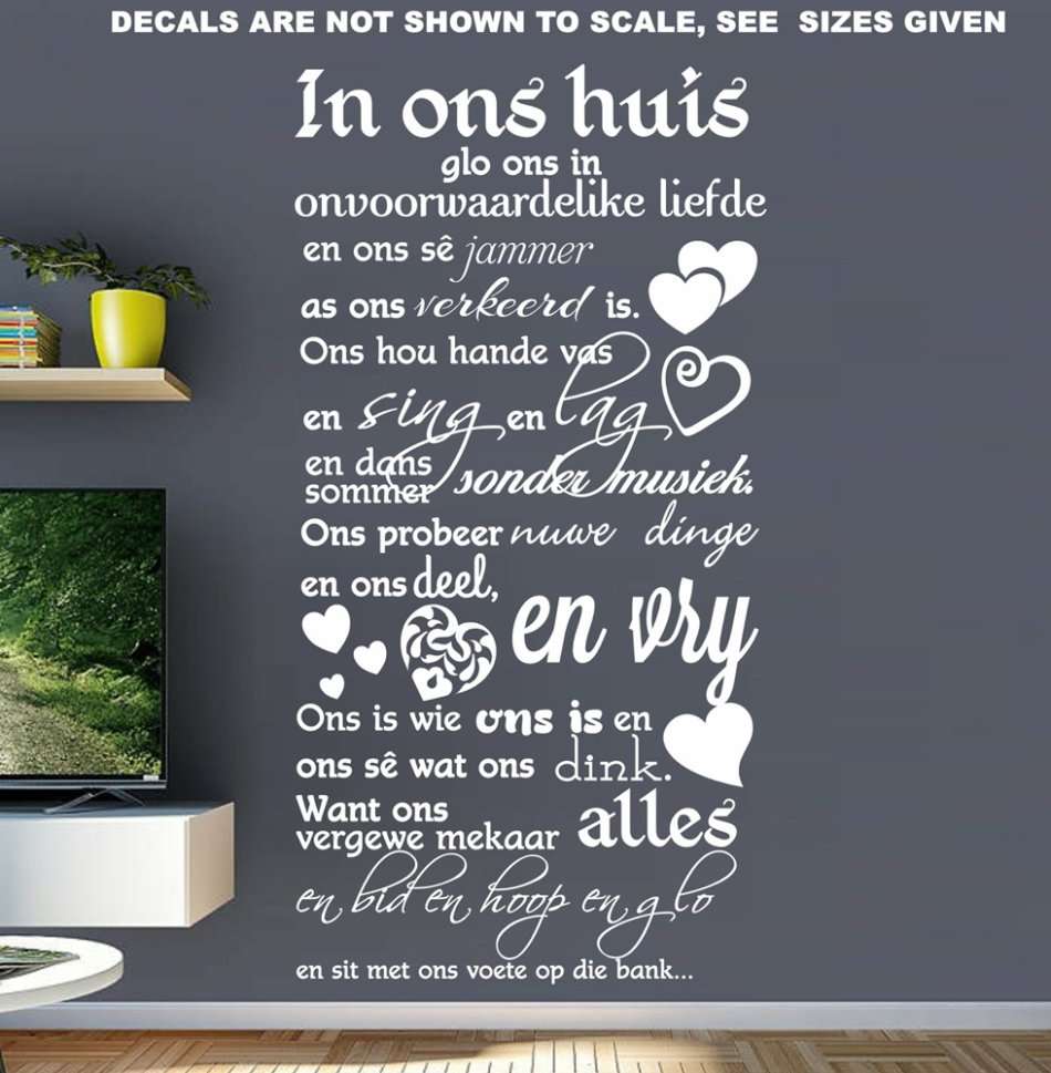 FREE SHIP/LOW COURIER - IN ONS HUIS FAMILIE KWOTASIE WALL STICKER - LRG 60+ COLOURS