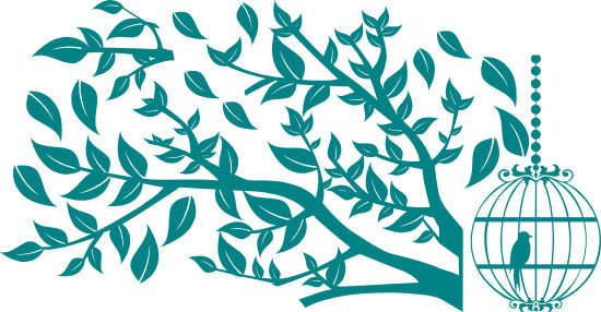 FREE SHIP/LOW COURIER - BRANCH WITH BIRDCAGE WALL STICKER - LRG 60+ COLOURS