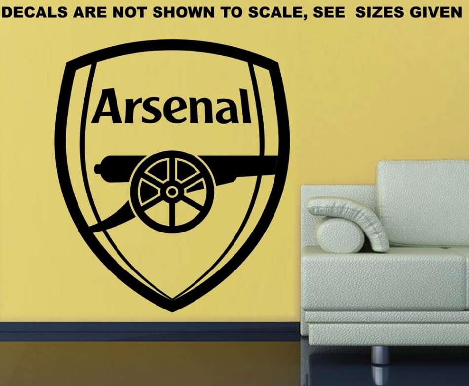 FREE SHIP/LOW COURIER - ARSENAL FOOTBALL CLUB LOGO WALL STICKER - LRG 60+ COLOURS