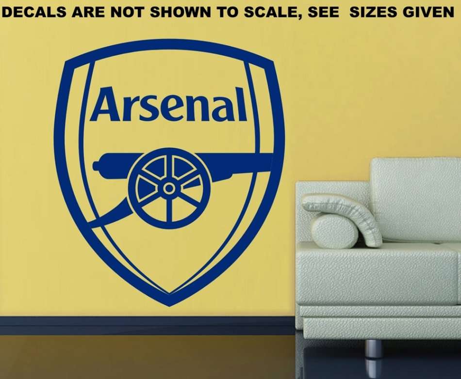 FREE SHIP/LOW COURIER - ARSENAL FOOTBALL CLUB LOGO WALL STICKER - LRG 60+ COLOURS