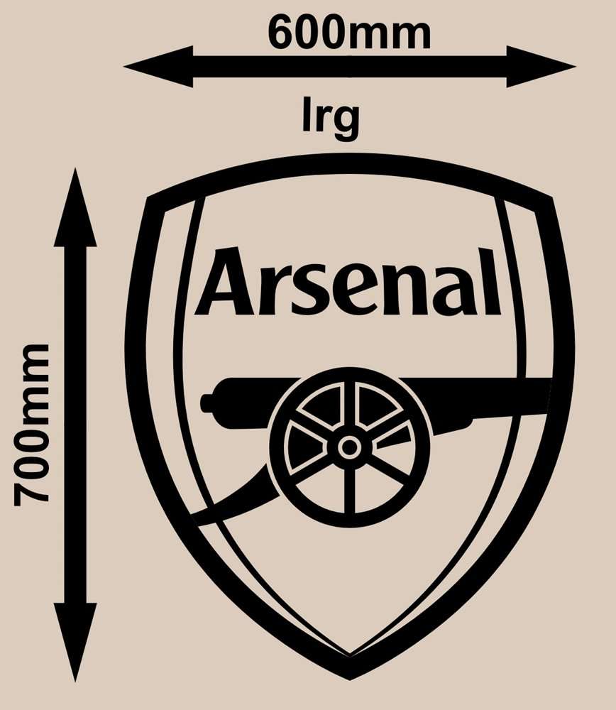 FREE SHIP/LOW COURIER - ARSENAL FOOTBALL CLUB LOGO WALL STICKER - LRG 60+ COLOURS