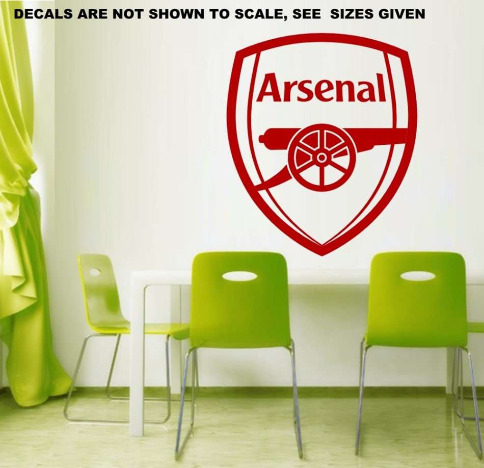 FREE SHIP/LOW COURIER - ARSENAL FOOTBALL CLUB LOGO WALL STICKER - LRG 60+ COLOURS