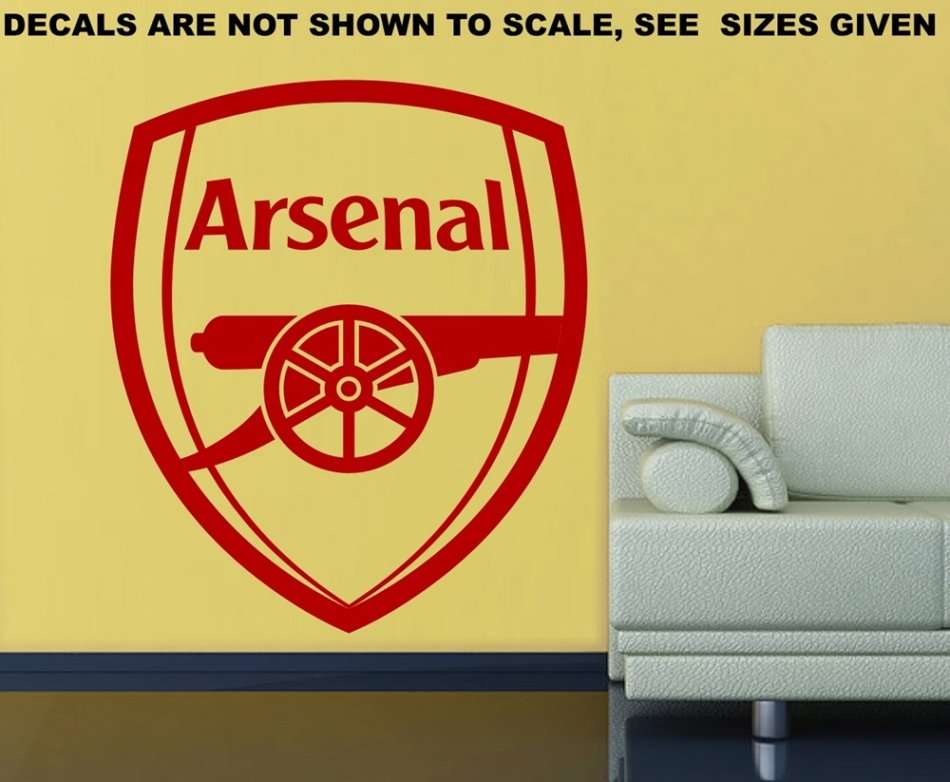 FREE SHIP/LOW COURIER - ARSENAL FOOTBALL CLUB LOGO WALL STICKER - LRG 60+ COLOURS