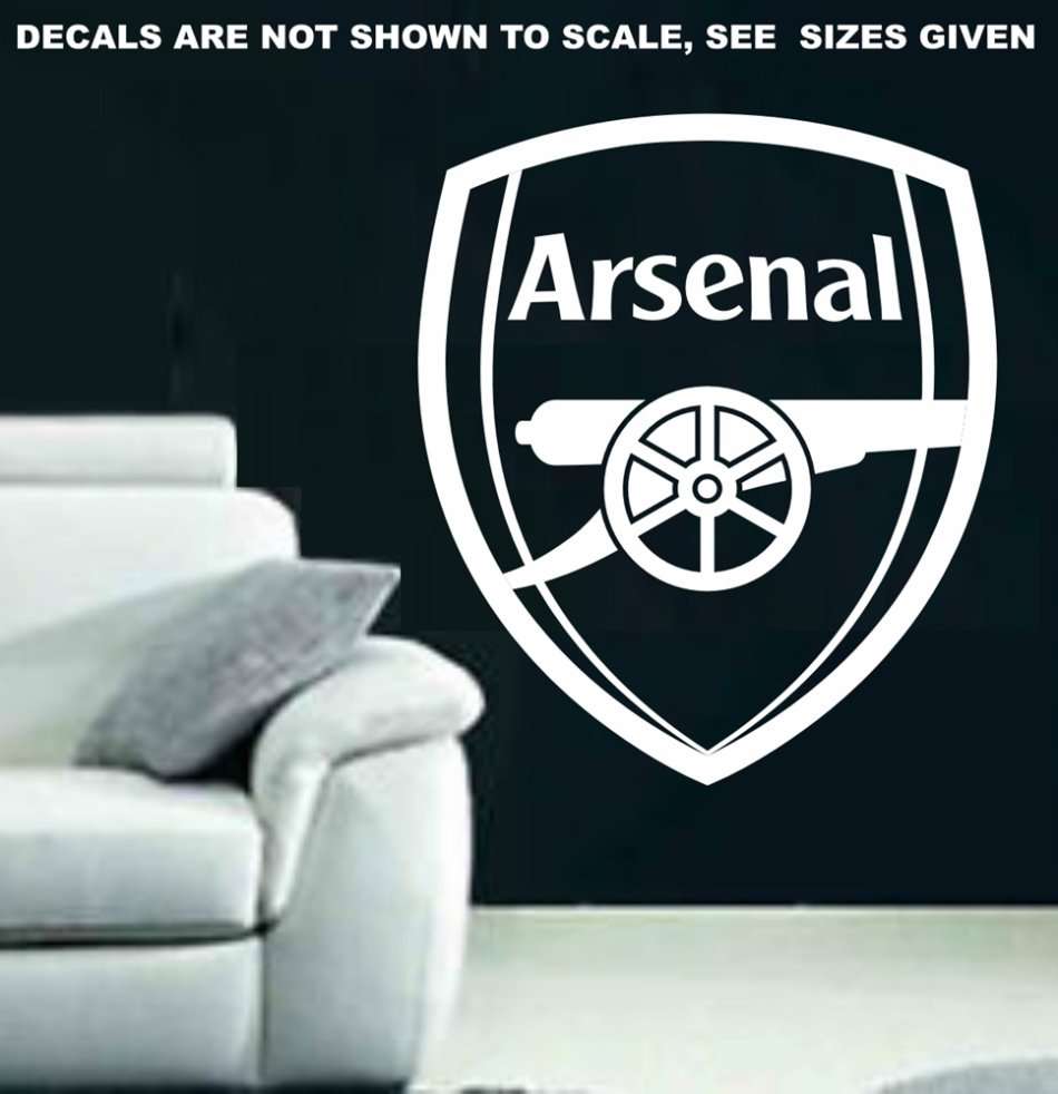 FREE SHIP/LOW COURIER - ARSENAL FOOTBALL CLUB LOGO WALL STICKER - LRG 60+ COLOURS