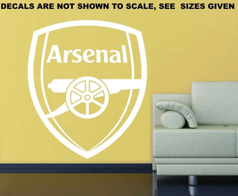 FREE SHIP/LOW COURIER - ARSENAL FOOTBALL CLUB LOGO WALL STICKER - LRG 60+ COLOURS