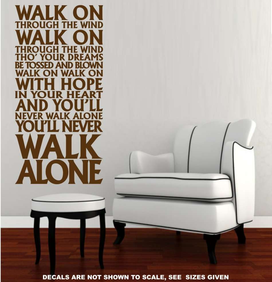 FREE SHIP/LOW COURIER - NEVER WALK ALONE LIVERPOOL FC ANTHEM WALL STICKER - LRG 60+ COLOURS