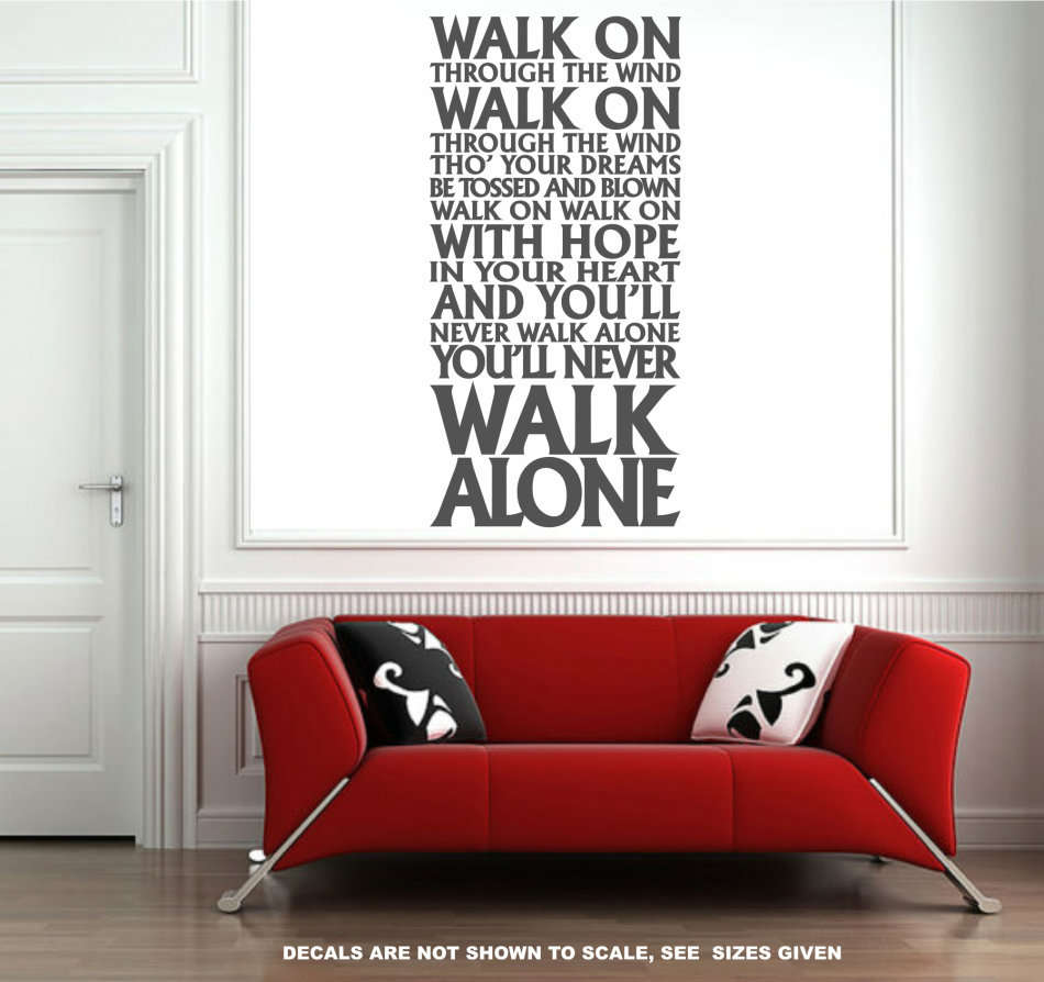FREE SHIP/LOW COURIER - NEVER WALK ALONE LIVERPOOL FC ANTHEM WALL STICKER - LRG 60+ COLOURS