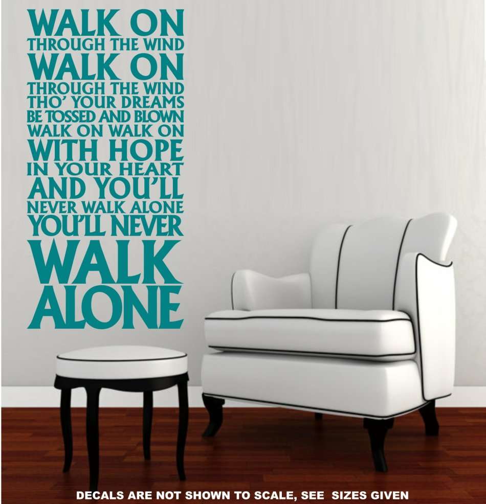 FREE SHIP/LOW COURIER - NEVER WALK ALONE LIVERPOOL FC ANTHEM WALL STICKER - LRG 60+ COLOURS