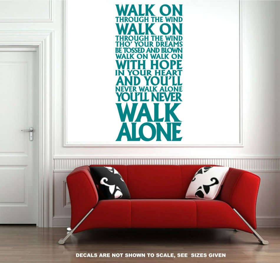 FREE SHIP/LOW COURIER - NEVER WALK ALONE LIVERPOOL FC ANTHEM WALL STICKER - LRG 60+ COLOURS