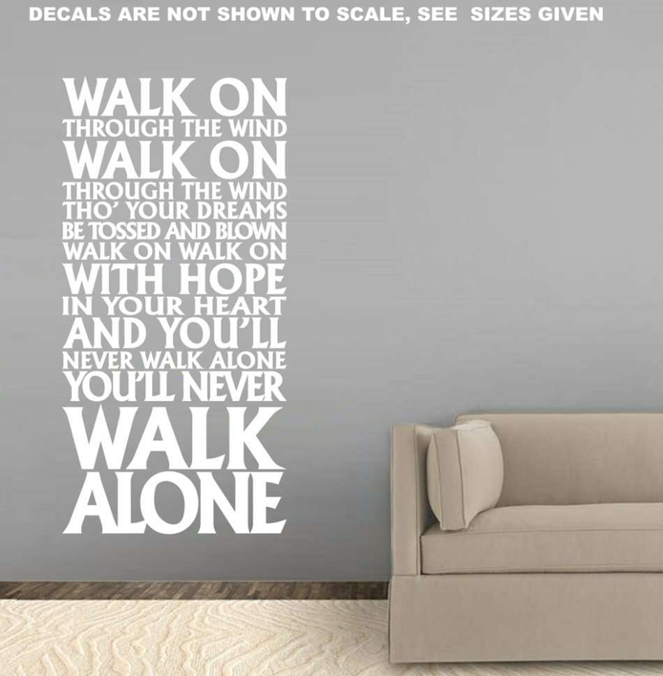FREE SHIP/LOW COURIER - NEVER WALK ALONE LIVERPOOL FC ANTHEM WALL STICKER - LRG 60+ COLOURS