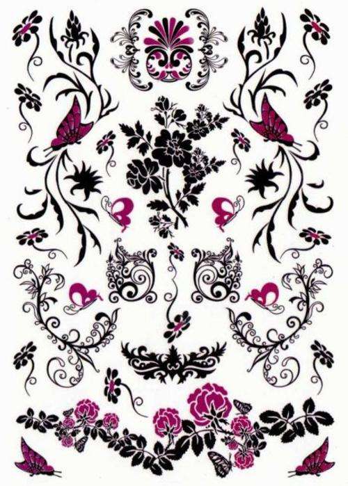 Colour Temporary Tattoos Floral Designs - Crafts
