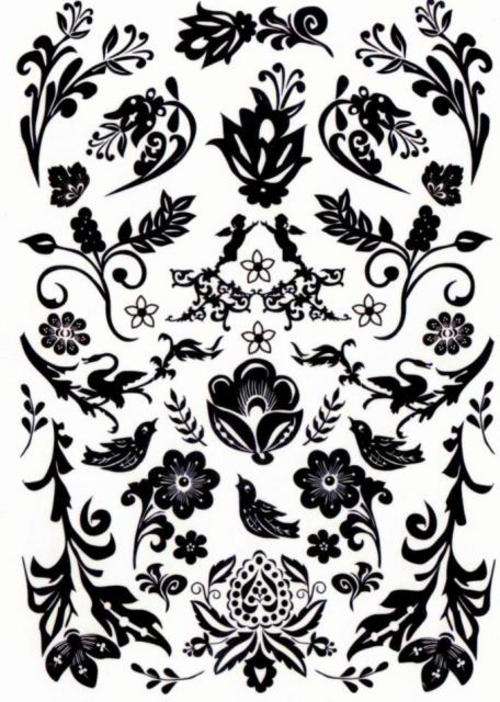 B&W Temporary Tattoos Floral Designs - Crafts