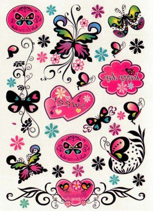 Colour Temporary Tattoos Butterfly Designs - Crafts