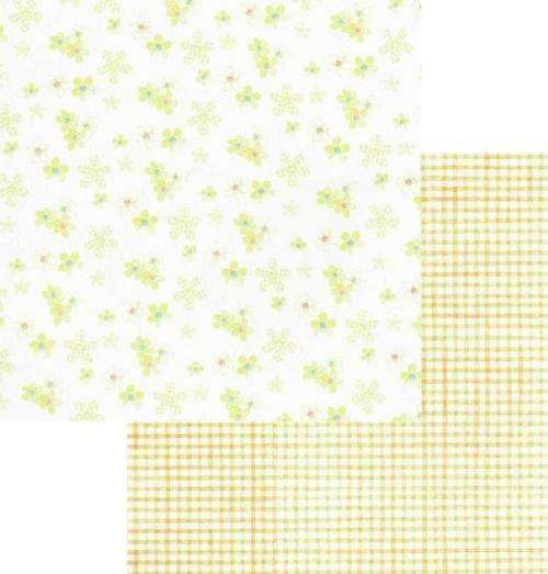 Double-Sided Paper 30cm X 30cm - Yellow Flowers & Gingham - Crafts Scrapbooking
