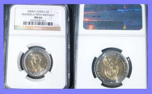 $$$$ THE NGC MS66 GRADED NELSON MANDELA B/DAY COIN @ R1 START $$$