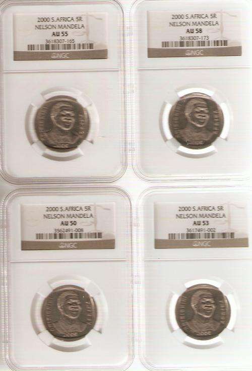$$$$ THE 2000 SMILLING NELSON MANDELA NGC GRADED SET $$$$
