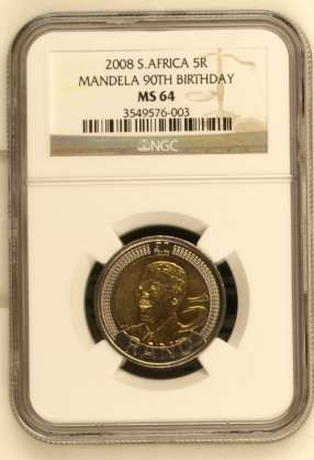 $$$$ MS64 NGC GRADED 2008 N/MANDELA B/DAY COIN $$$$