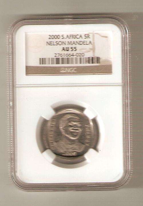 $$$$ A NGC GRADED AU55 2000 SMILLING MADIBA COIN $$$$