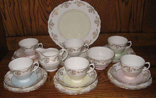 Lovely Royal Vale Bone China Tea Set. Pastel Shades. Made in England.
