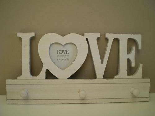 Large wooden LOVE sign with hooks
