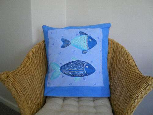 Lovely Blue & White Beach Cushions - hand painted