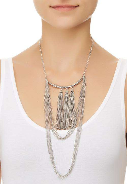 Silver Tassel chain Necklace