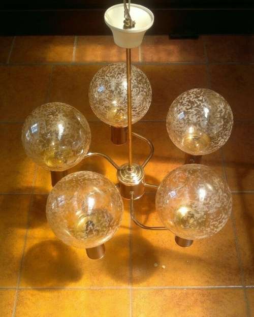 Vintage chandelier light fitting with large glass spheres