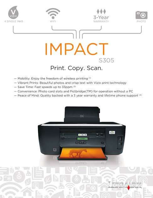 Lexmark S305 multifunction 3 in 1 printer with WiFi