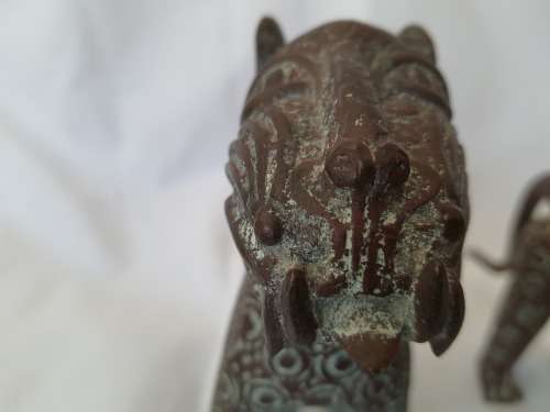 ANTIQUE BENIN BRONZE LEOPARDS