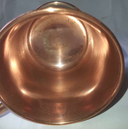 A VINTAGE COPPER BEER MUG ENGRAVED WANDERS 75 SINGE WICKET KNOCKOUT 1964