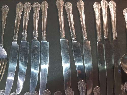 A VINTAGE FINEST QUALITY UNITY VULCAN STAINLESS STEEL 59 PIECE CUTLERY SET SOLD AS IS