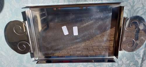 A PERFECT CONDITION HEAVY STAINLESS STEEL SERVING TRAY SOLD AS IS