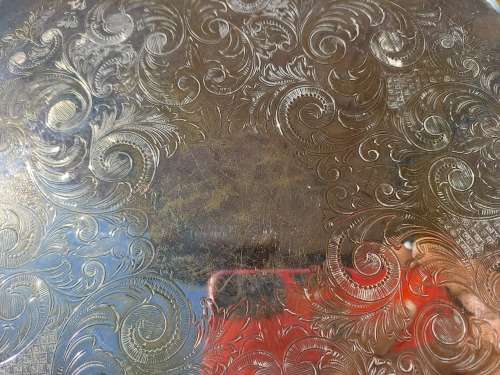 AN EDWARDIAN ART DECOR SILVER PLATED , MADE IN ENGLAND SERVING TRAY