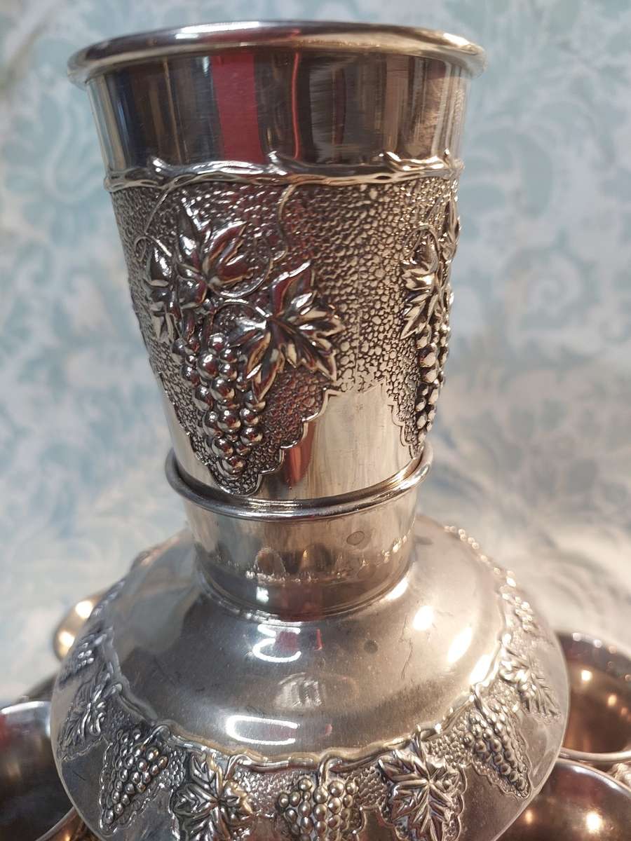 A SILVER-PLATED COMPLETE SET OF KIDDUSH FOUNTAIN