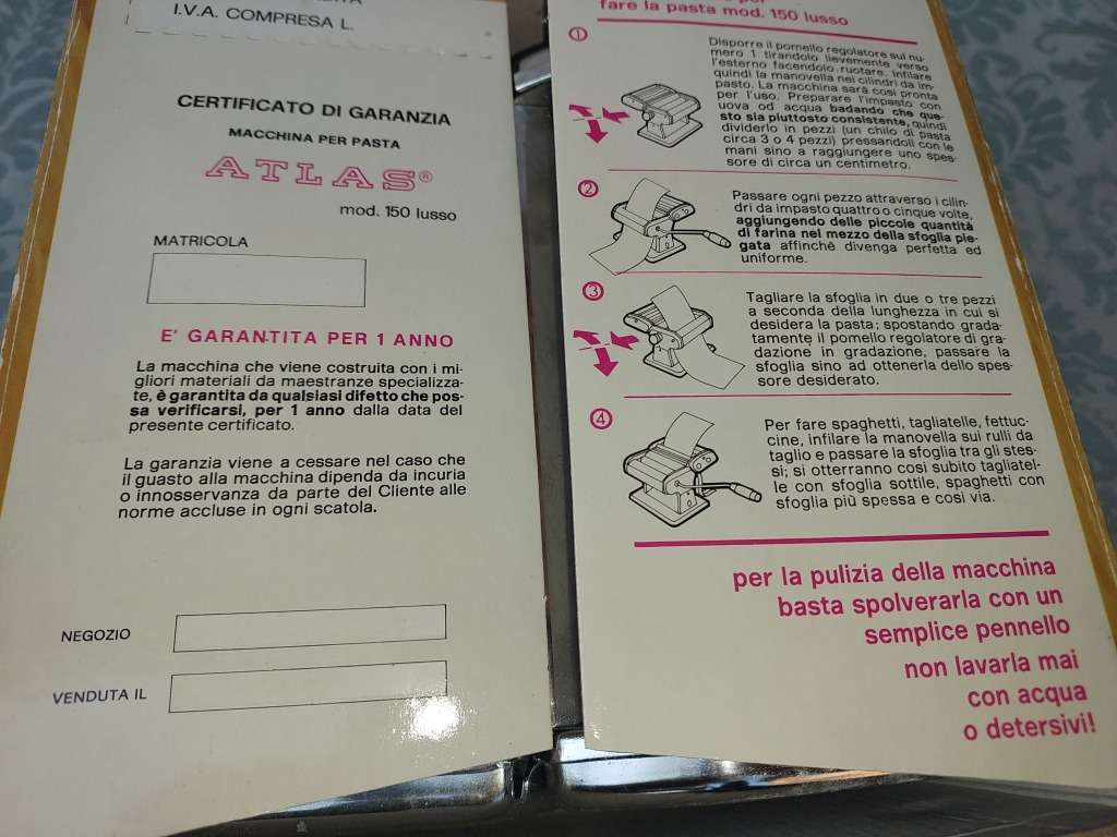 A MARCATO MADE IN ITALY PASTA MACHINE SOLD AS IS