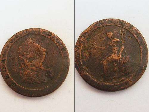 A VERY,VERY OLD 1707 GEORGEUS REX COIN.CARTWHEEL PENNY?