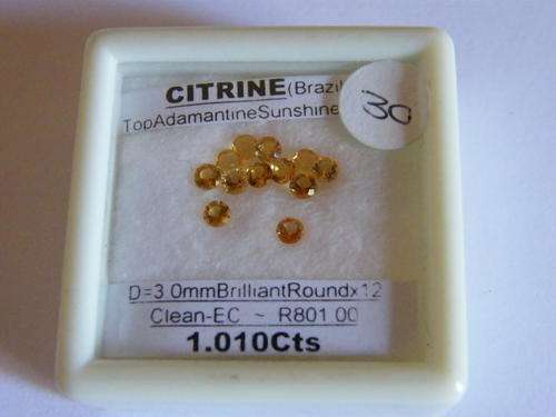 A 1.010cts, BRILL ROUND FACET SET OF 12, ADAMANTINE SUNSHINE YELLOW CITRINES!WITH CERTIFICATE!!