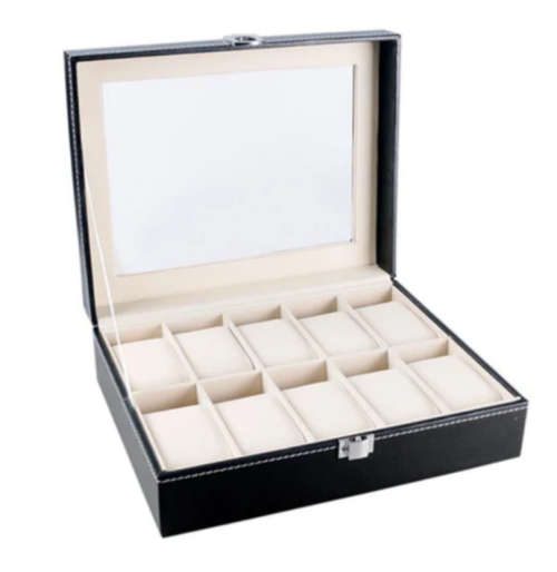 10 Slot PU Leather Watch Collector Display