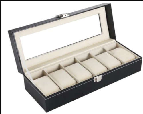 6 Compartment PU Leather Watch Display Box