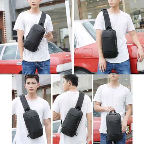 Bag Shoulder Crossbody Backpack With USB Port (Black,Red,Dark Grey,Millitary Color& Camouflage)