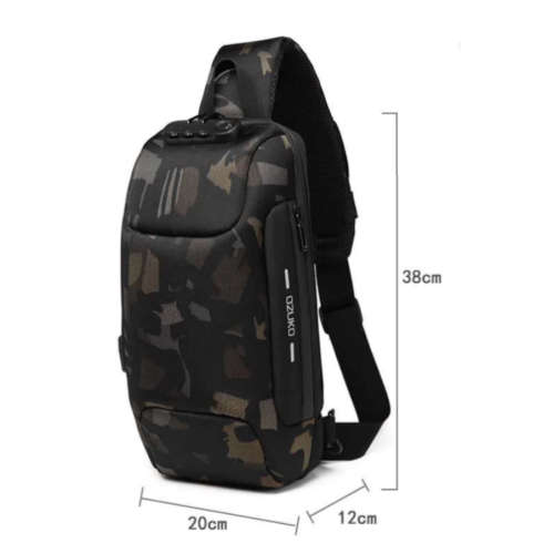 Bag Shoulder Crossbody Backpack With USB Port (Black,Red,Dark Grey,Millitary Color& Camouflage)