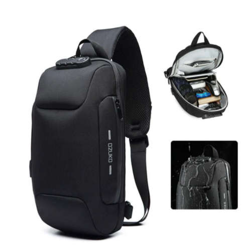 Bag Shoulder Crossbody Backpack With USB Port (Black,Red,Dark Grey,Millitary Color& Camouflage)