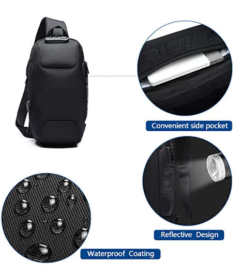 Bag Shoulder Crossbody Backpack With USB Port (Black,Red,Dark Grey,Millitary Color& Camouflage)