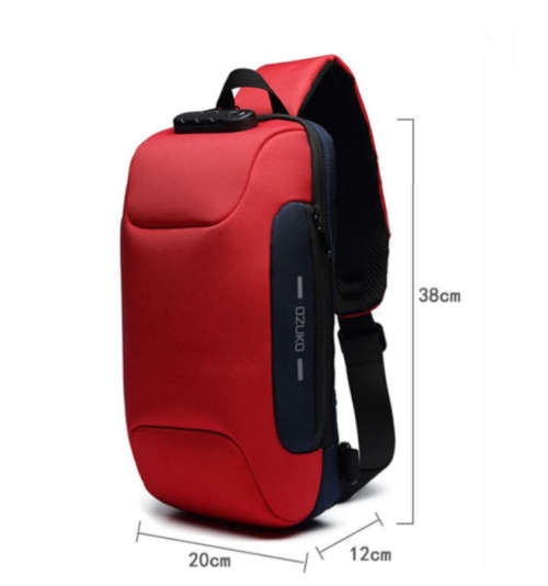 Bag Shoulder Crossbody Backpack With USB Port (Black,Red,Dark Grey,Millitary Color& Camouflage)